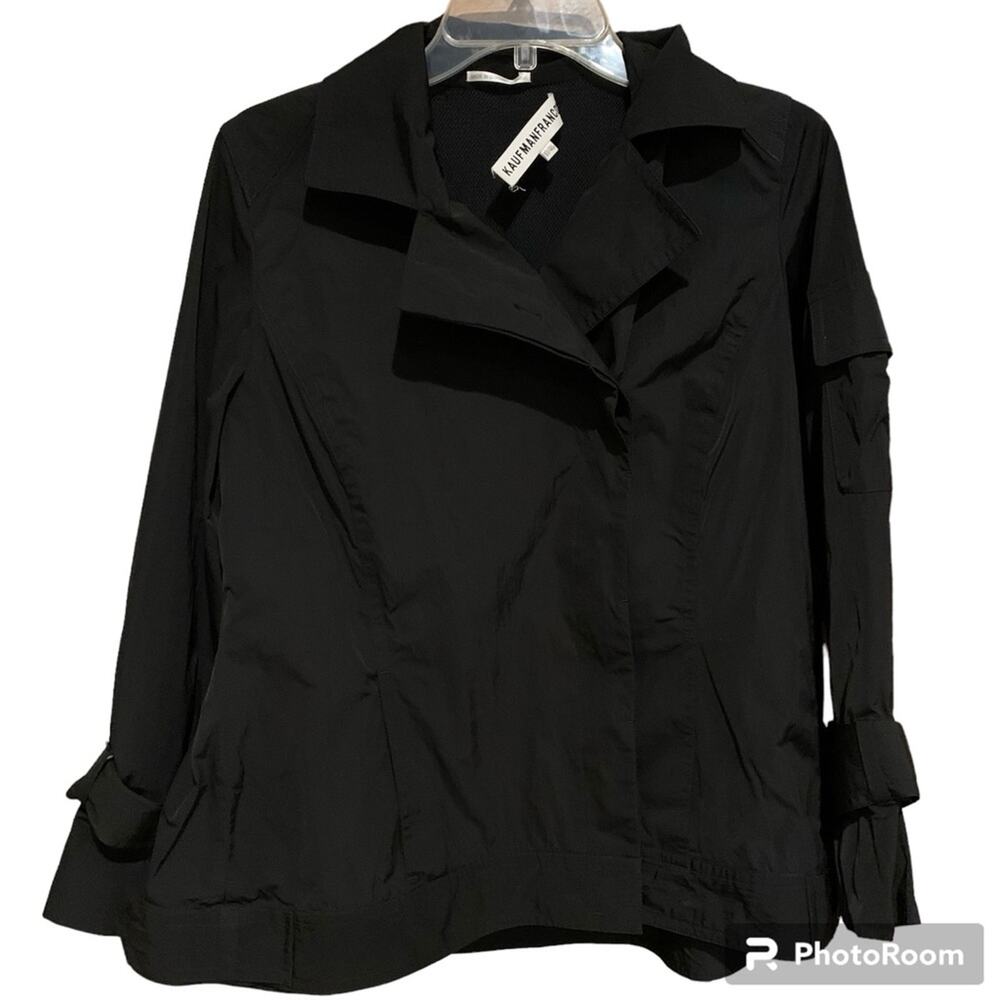 KaufmanFranco‎ Wrap Button Lightweight Jacket Black Size 10/46 Minimal Luxury